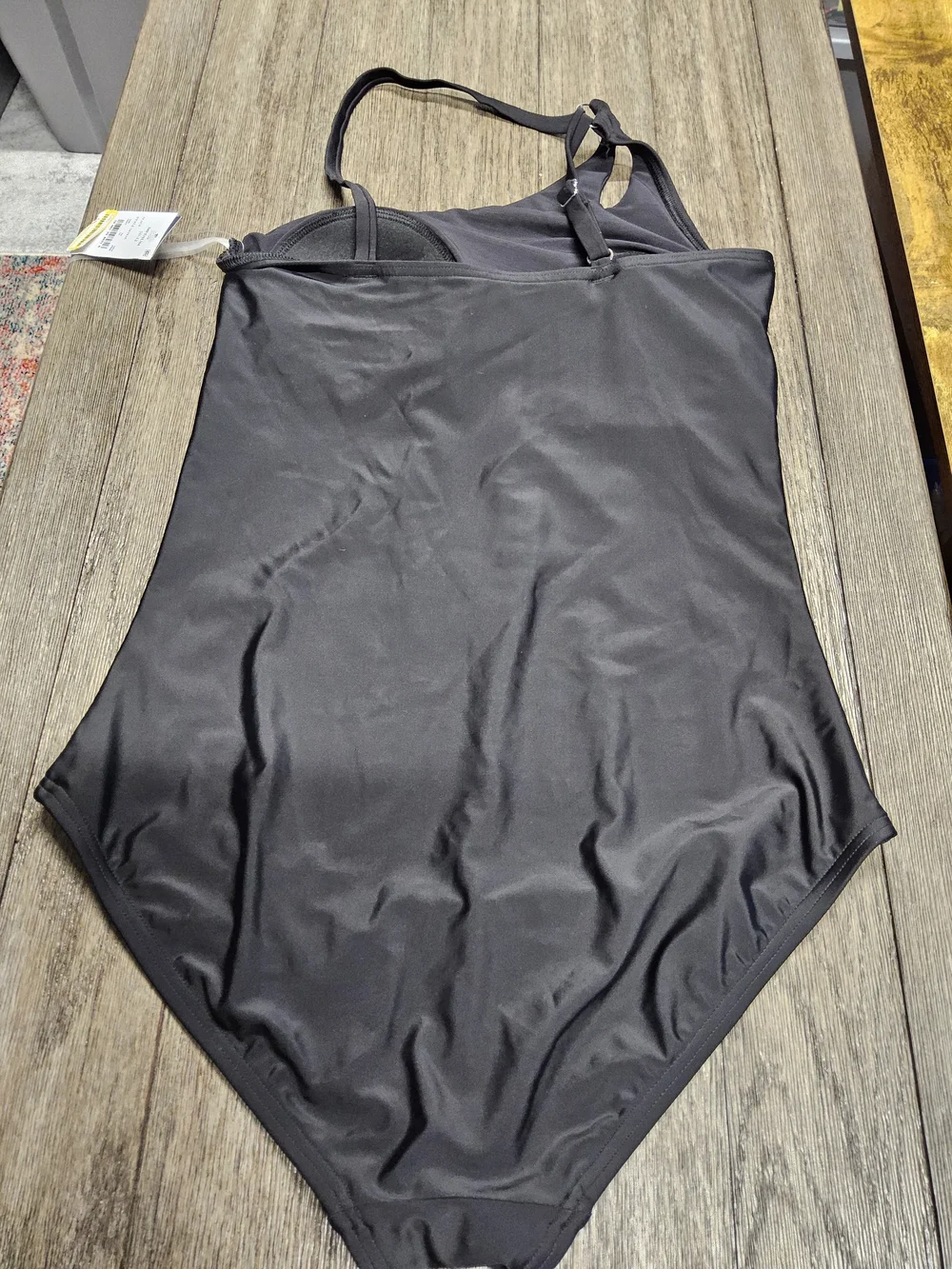 NWT Size Med 10/12  Lands' End Black One-Shoulder One-Piece Swimsuit
